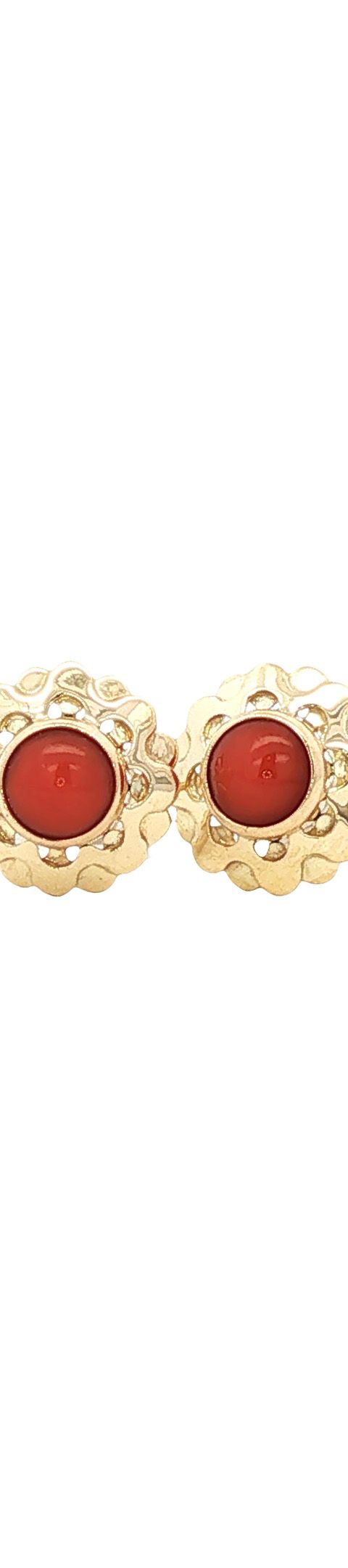 Vintage 14K Gold Stud Earrings with Red Coral
